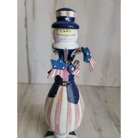 Wooden bobblehead Uncle Sam July 4th home decor figure - Picture 3 of 8